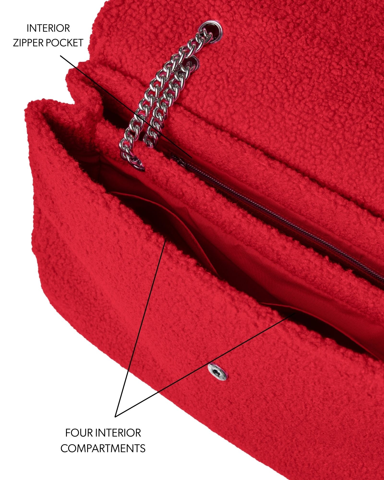 XL TEDDY FLAP BAG - RED