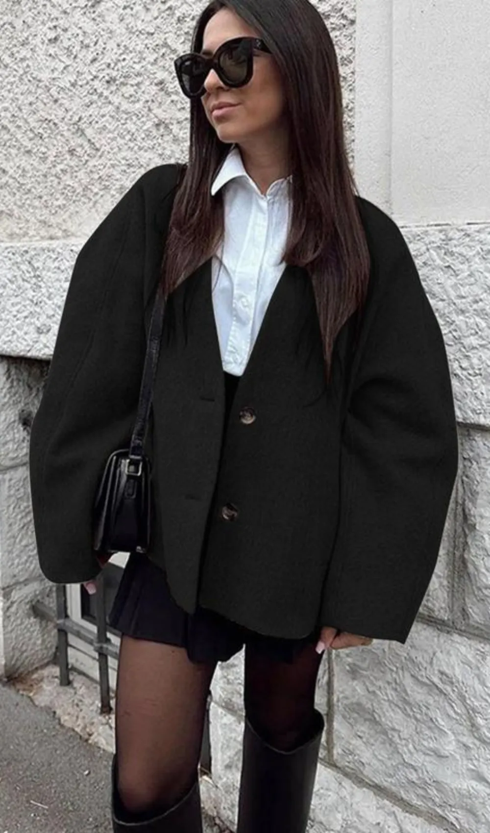 Women's Solid Button Front Pocket Woolen Coat