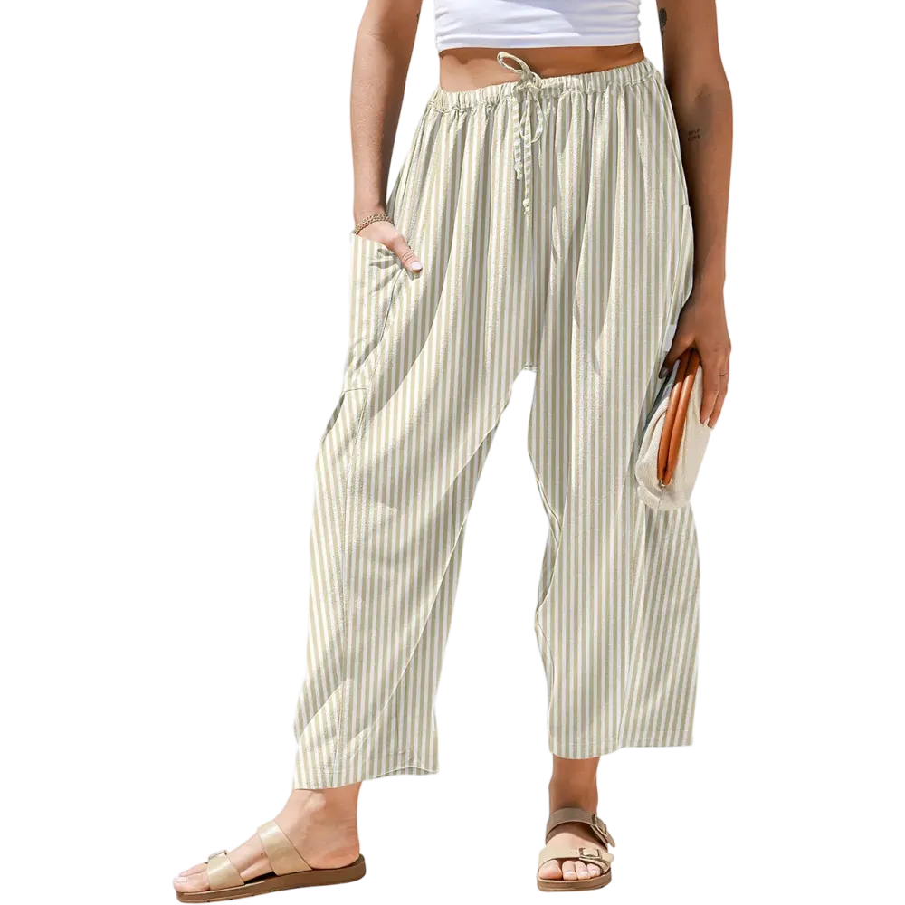 Womens Wide Leg Gingham Striped Plaid Pants
