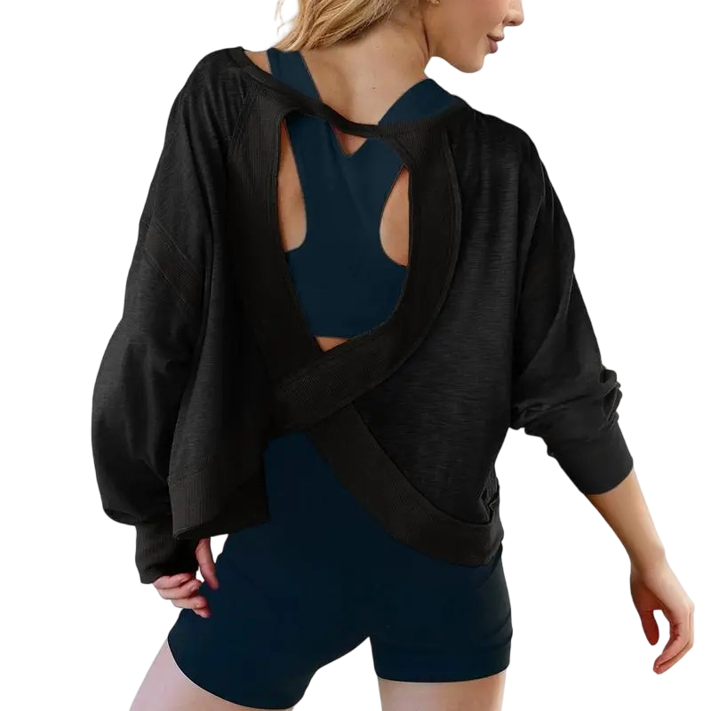 Women's Open Back Tops Y2K Short / Long Sleeve Workout Shirts Casual Yoga Athletic Gym Slouchy Crop Running Tees