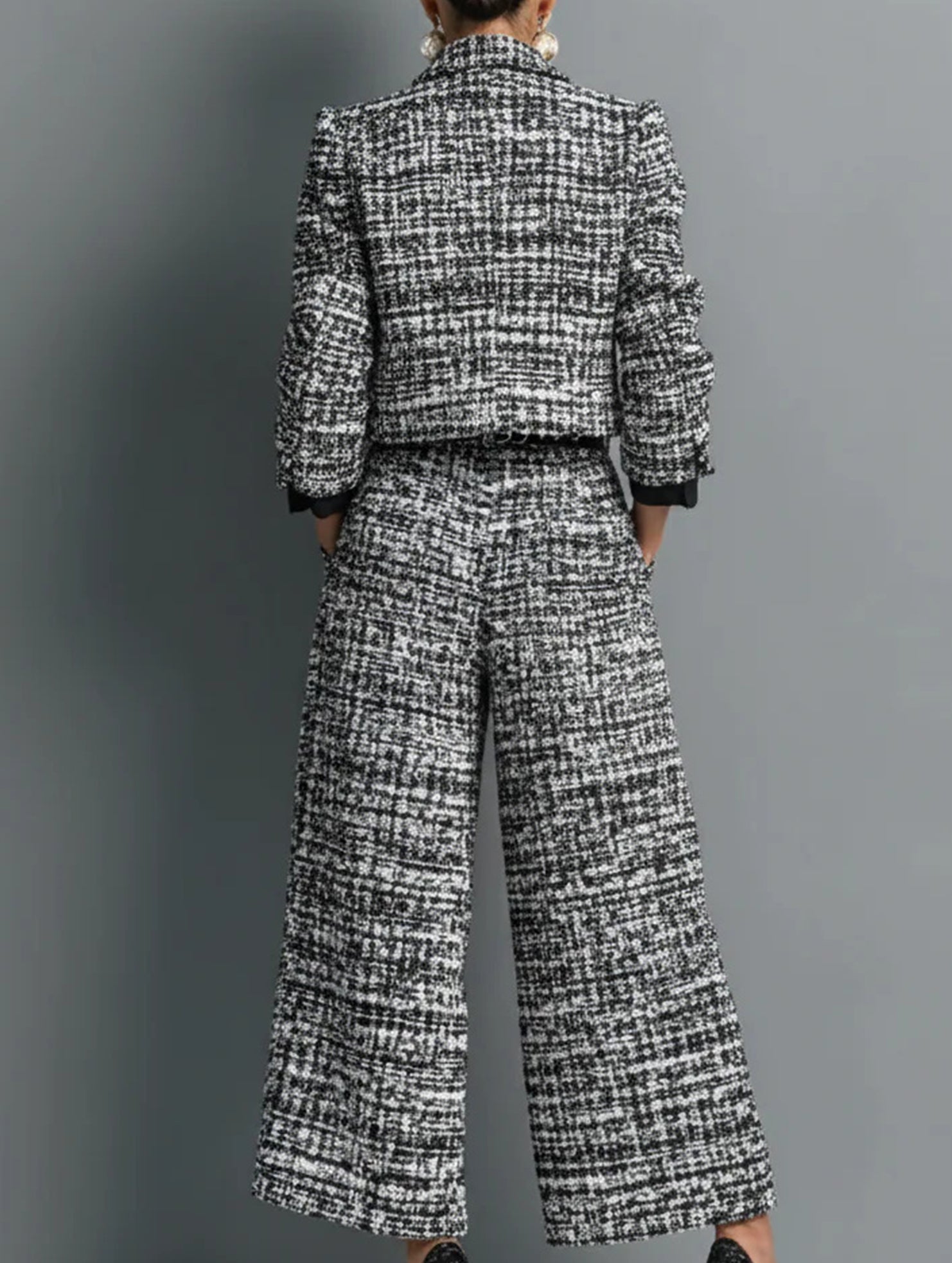 Women's Lapel Slim Fit Short Jacket and Pants Set_CWSS01458