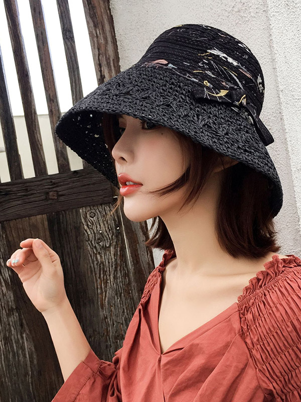 Leisure Print Sun-Protection Straw Hat
