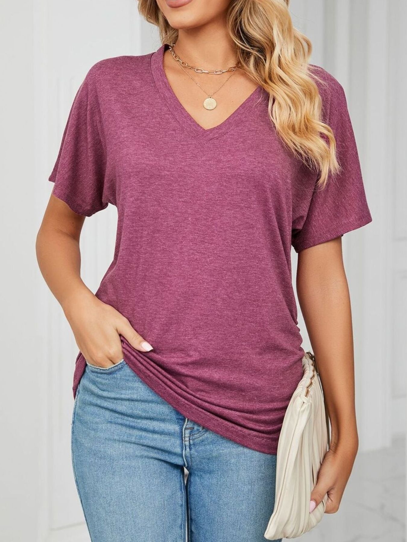 Casual V-Neck Short Sleeve T-Shirt