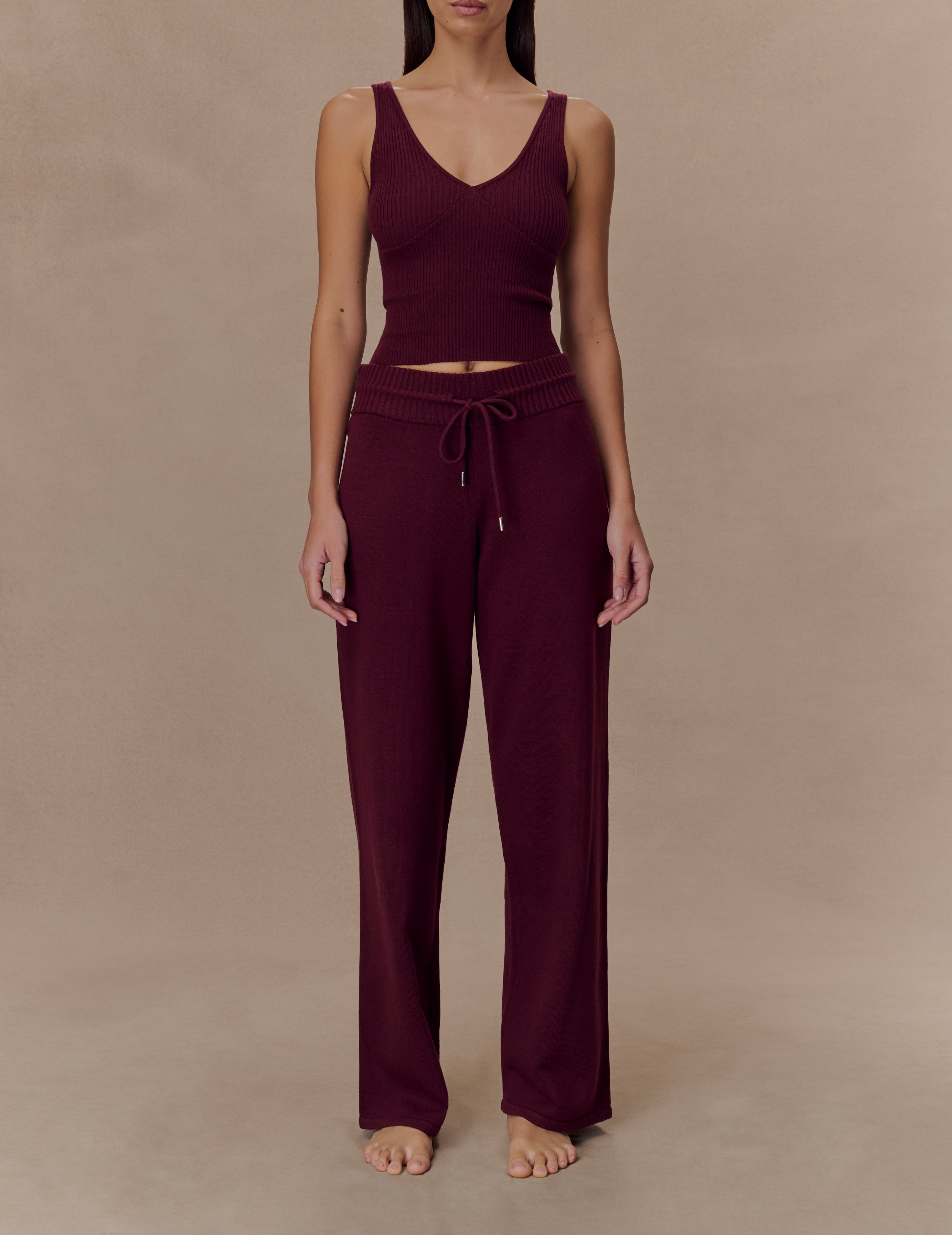 Merlot Ribbed Knit Cami Top