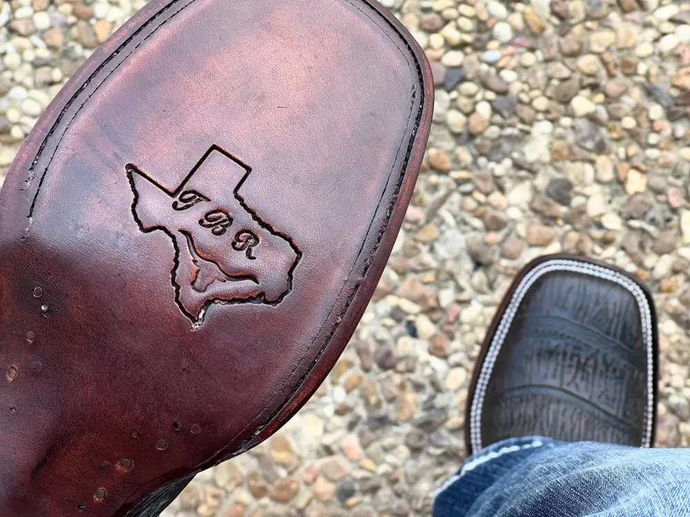 Men’s Brown Giant Gator Belly Leather Boots With Blue Shaft