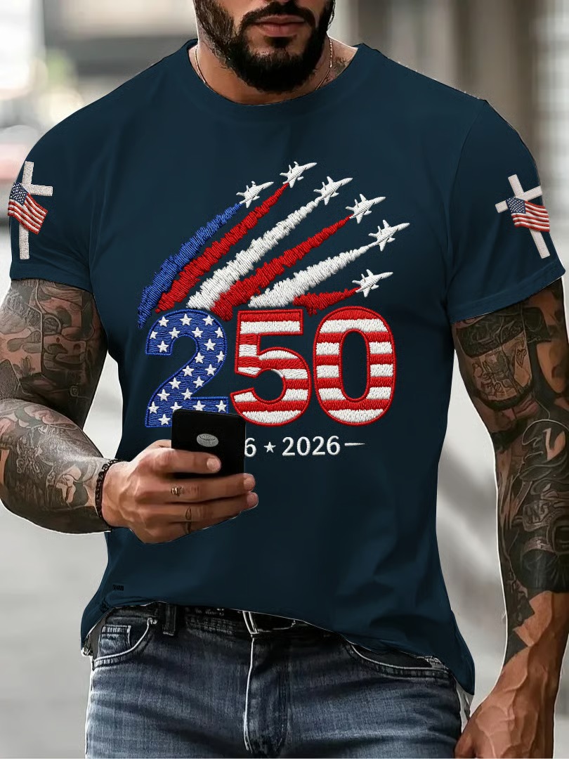 Men's 250Th Anniversary Printed Round Neck Short Sleeve T-Shirt From The United States