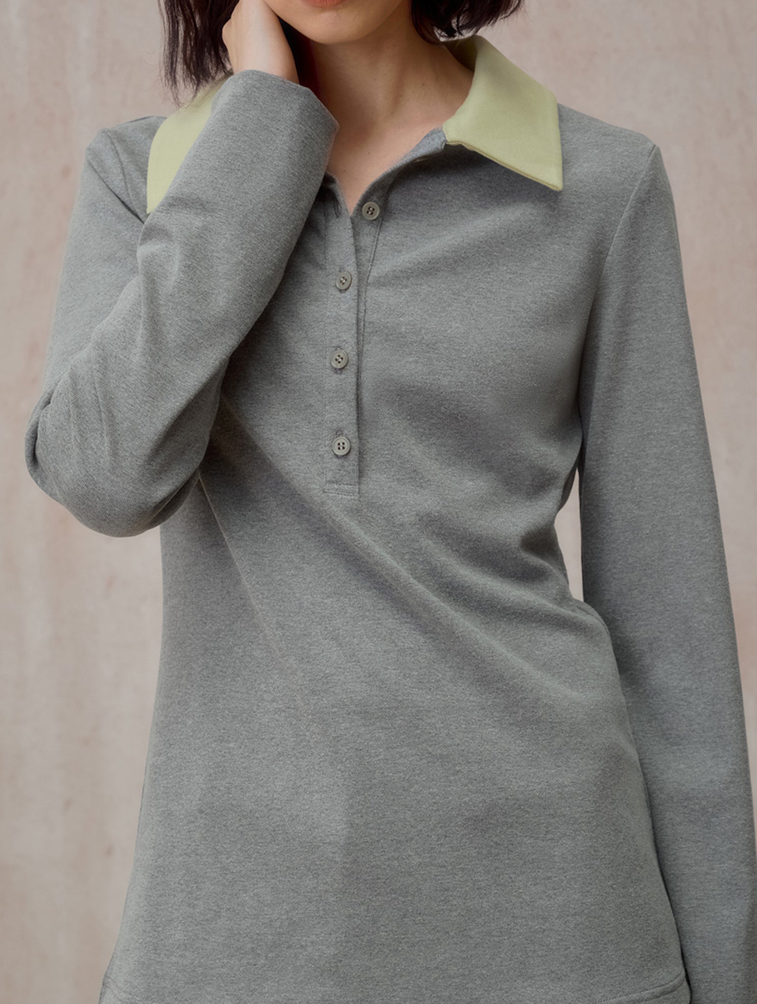 Color Block Faux Two Piece Polo Tee_CWTTL01218