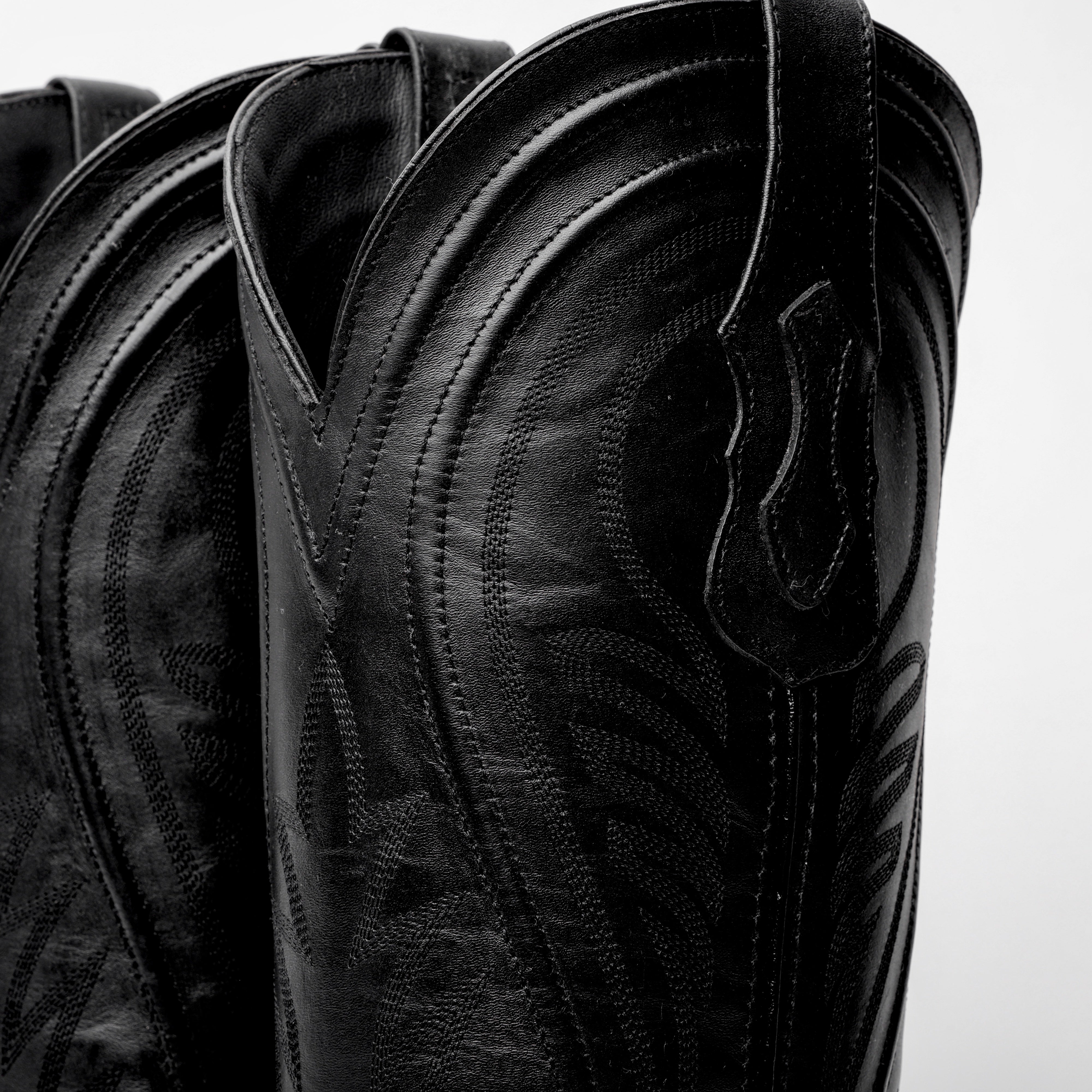 Total Black Basketweave Boots - Square Toe