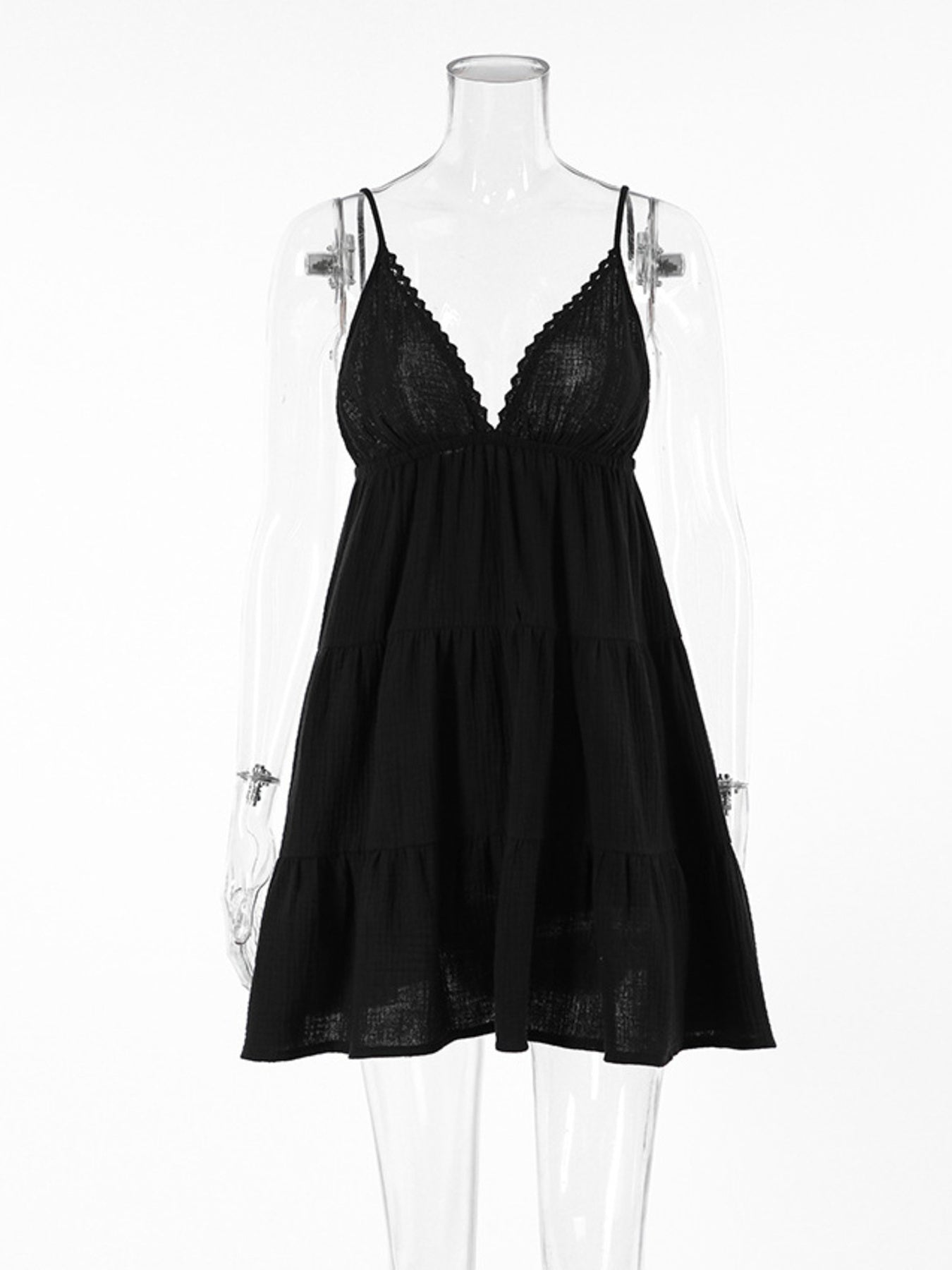 V-Neck Tiered Mini Dress