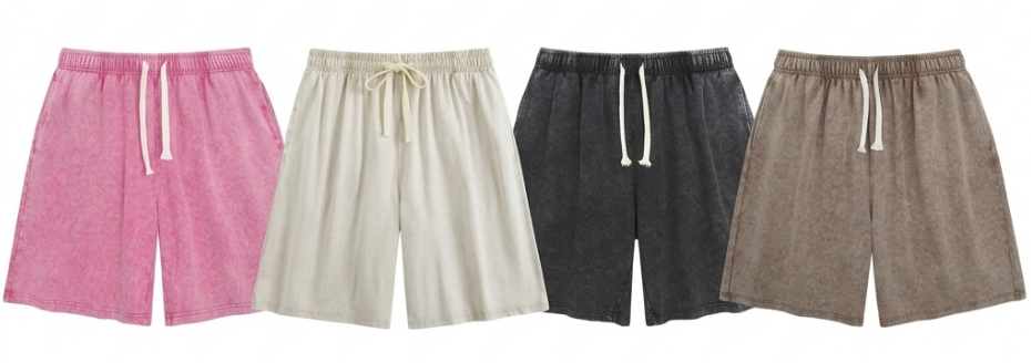 Unisex Acid Washed Vintage Shorts