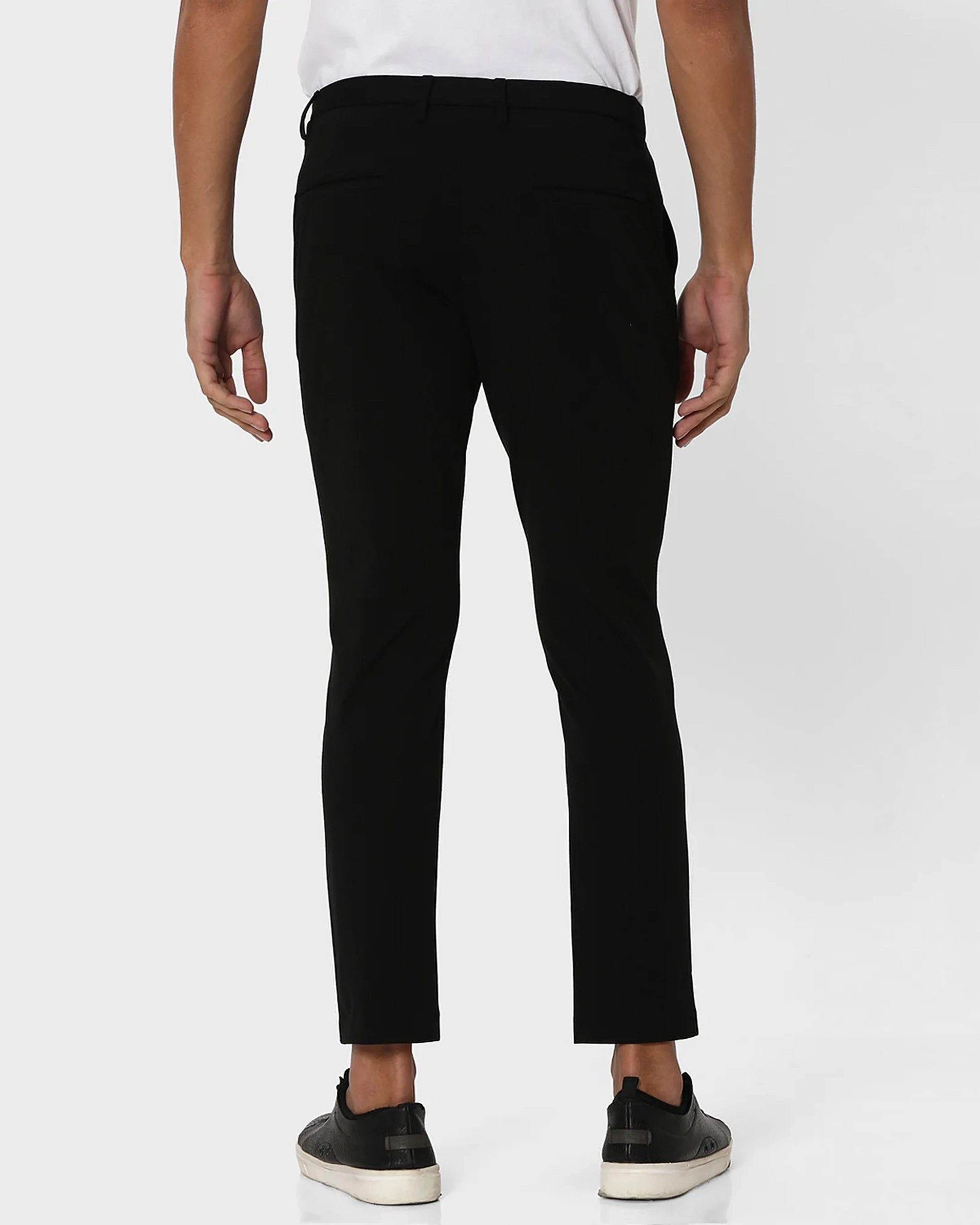Classic Versatile Soft Slim-Fit Straight-Leg Black Trousers