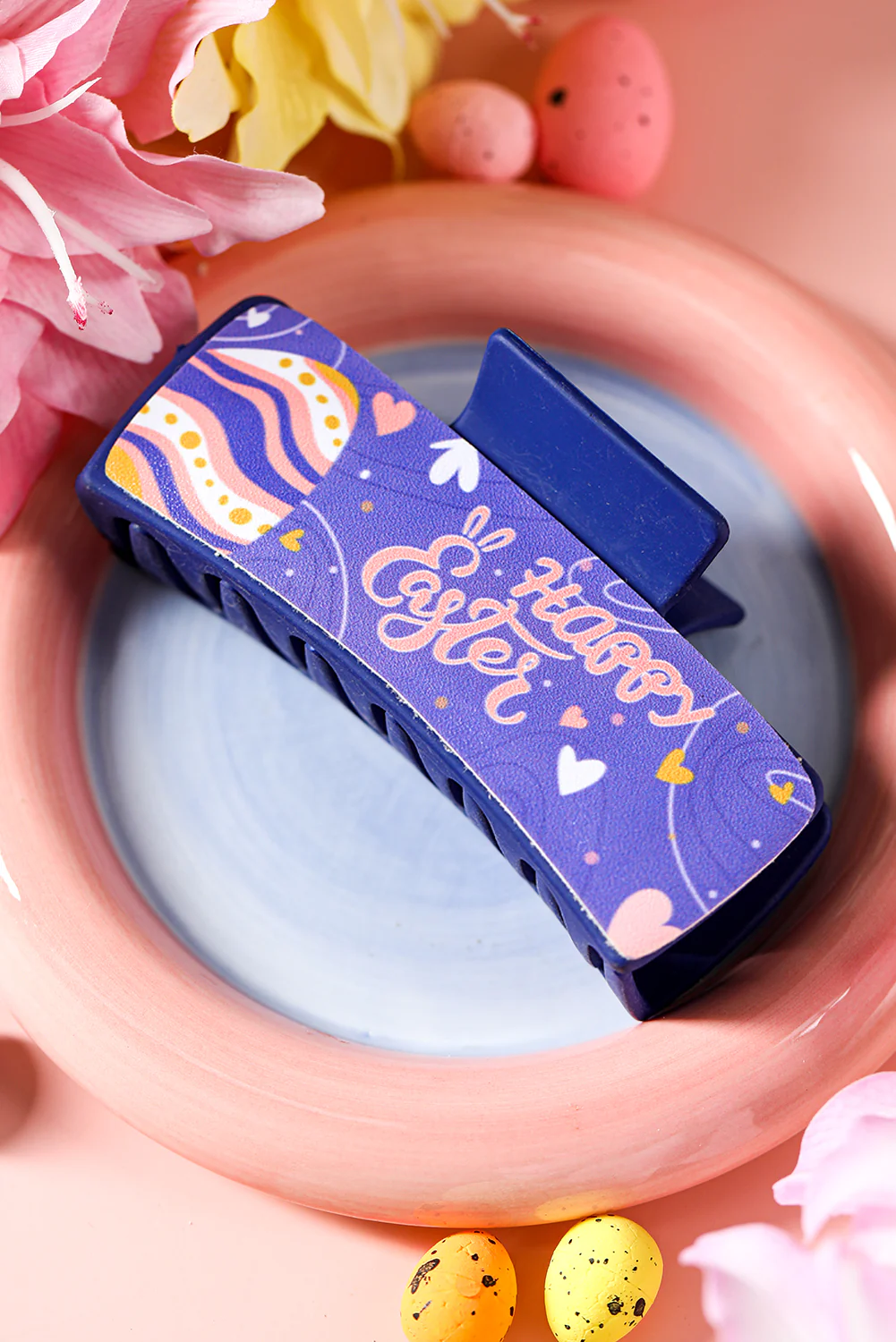 Lilac Happy Easter Print Large Hair Claw Clip