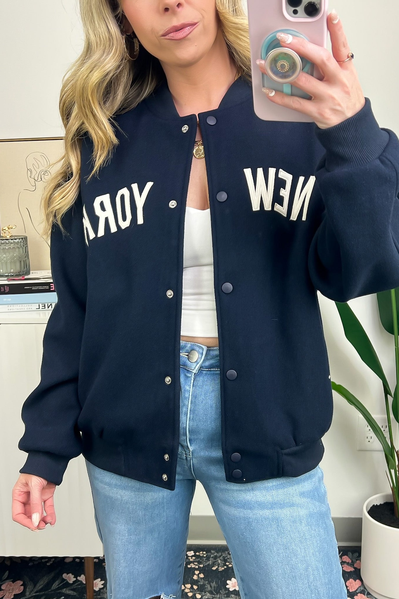 New York Button Up Varsity Jacket