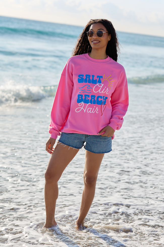 Salt Air Beach Hair Pink Graphic Sweatshirt