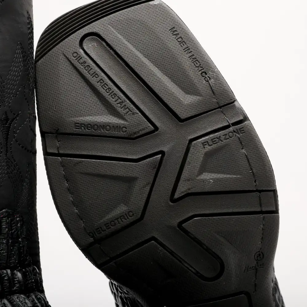 Black Caiman Hornback Leather Boots With 3D Lightweight Sole - Composite Toe