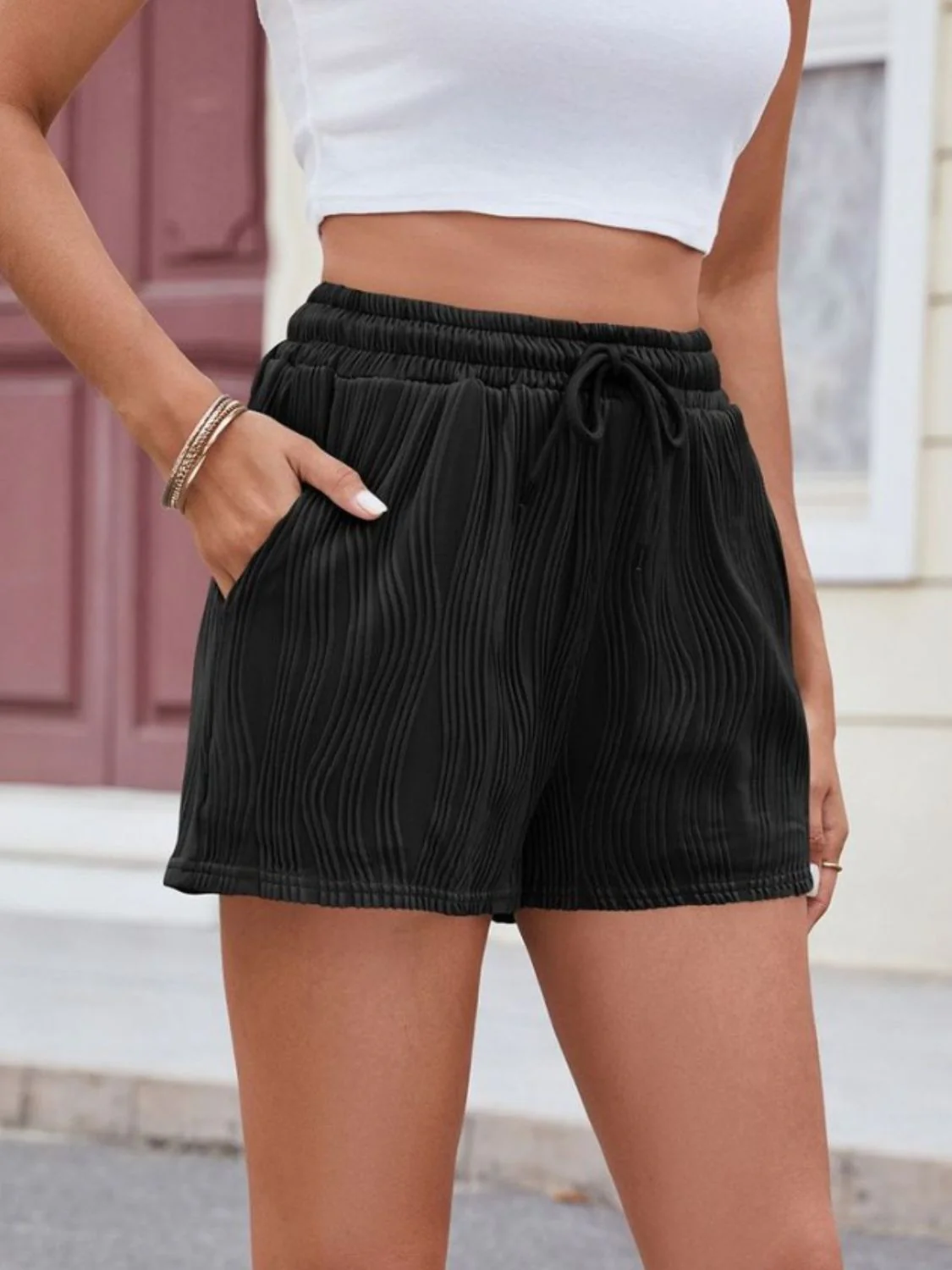 Texture Drawstring Shorts (multiple color options)