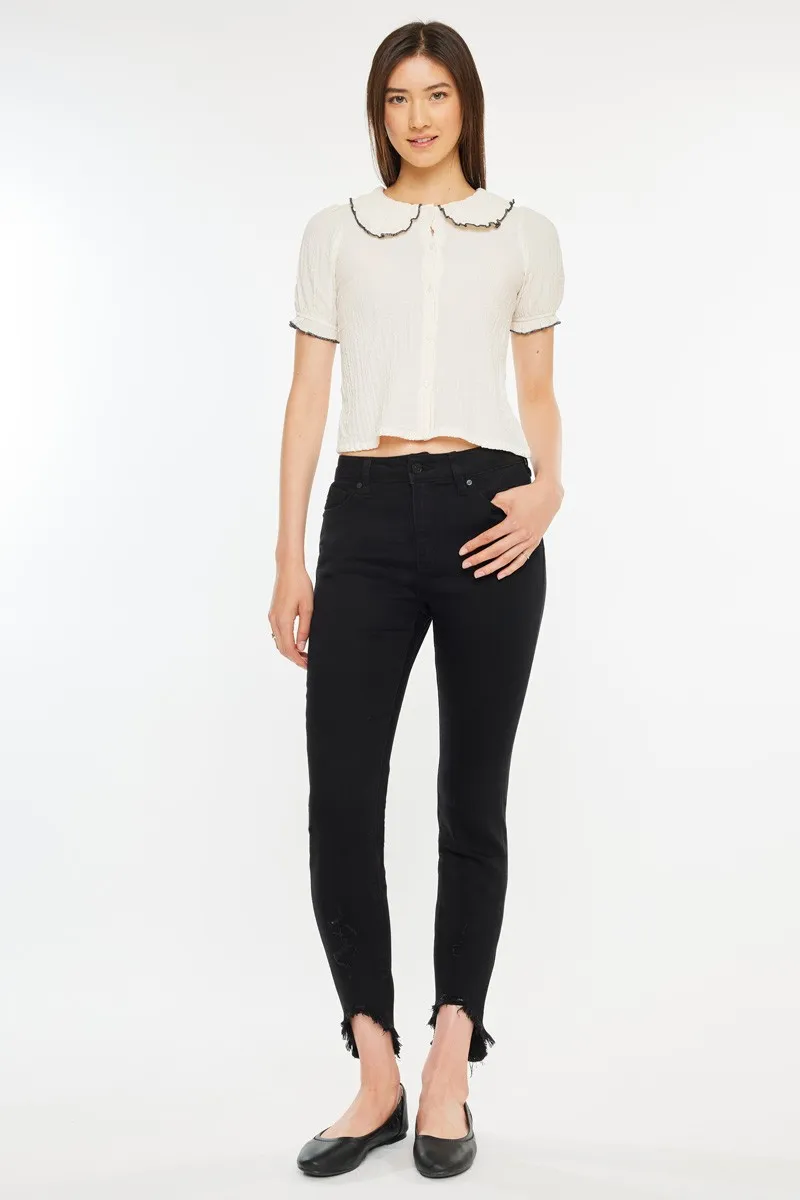 High Rise Black Ankle Skinny Jeans