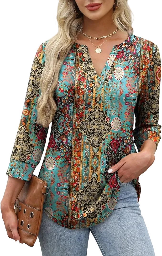 Womens Tops 3/4 Sleeve Heley Shirts