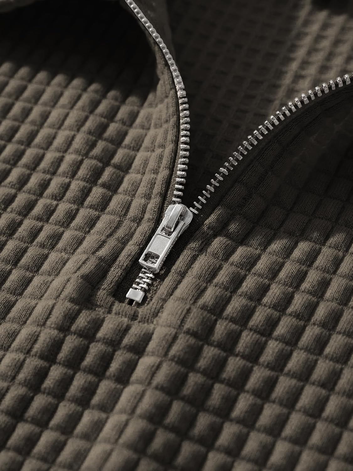 Men's 2 Piece Waffle Knit Outfit Half Zip Polo Shirt and Shorts Textured Summer Set