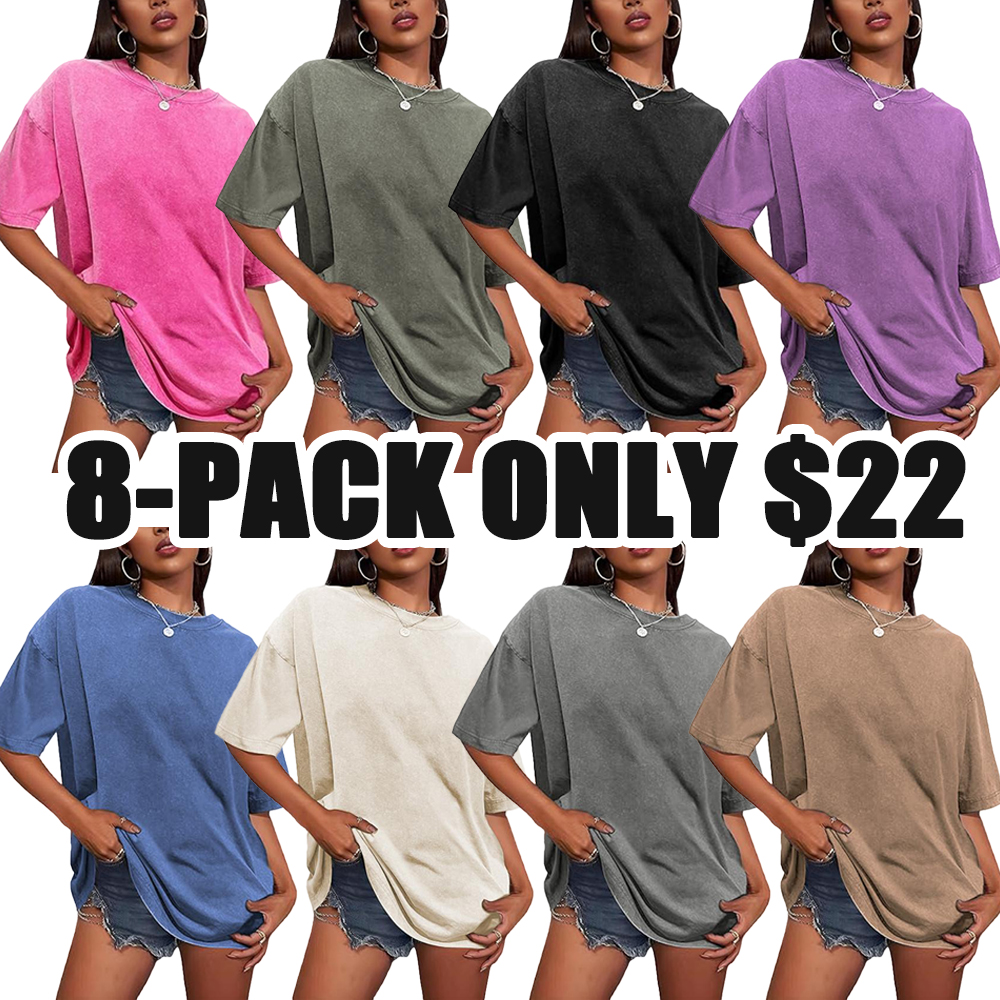 Oversized Women's Heavyweight Cotton T-Shirts – Half Short Sleeves Casual Loose Streetwear Tee Tops