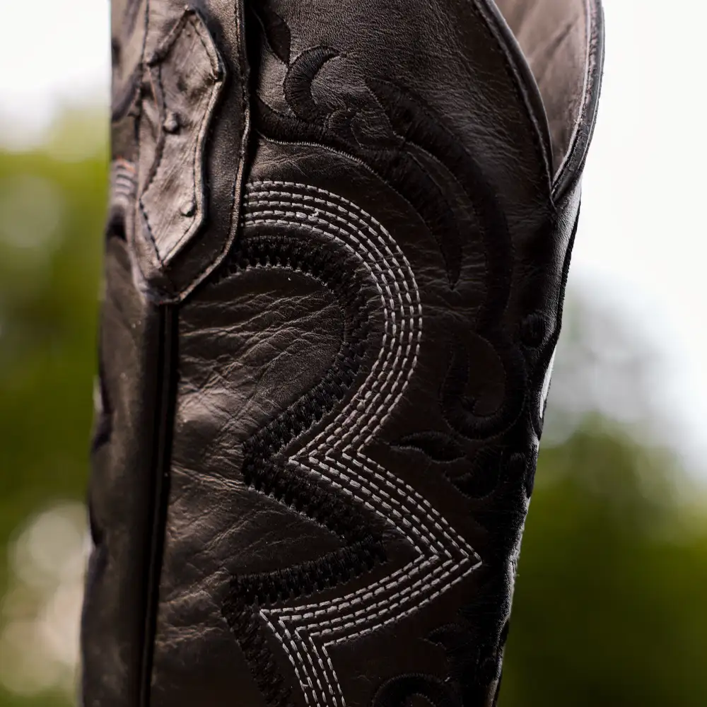 Grey Ostrich Leather Boots - Square Toe