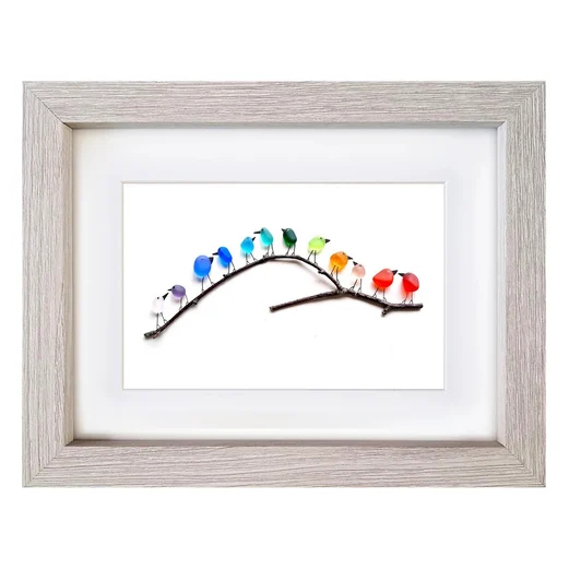 SheremArt Sea Glass Birds Decor Coastal Love Notes