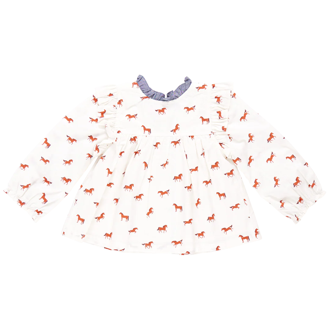 Girl's Kalani Button Up Top Tiny Horses