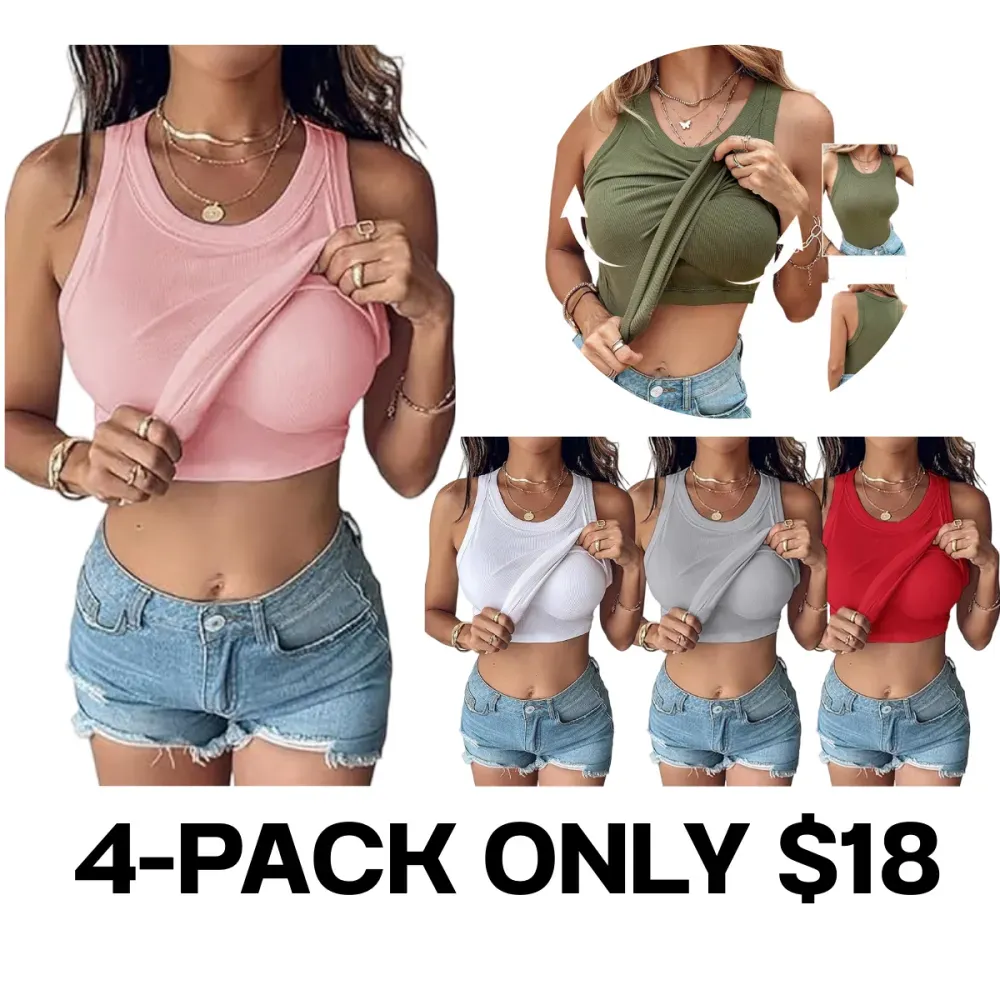 Women's Built-in Bra Ribbed Tank Top