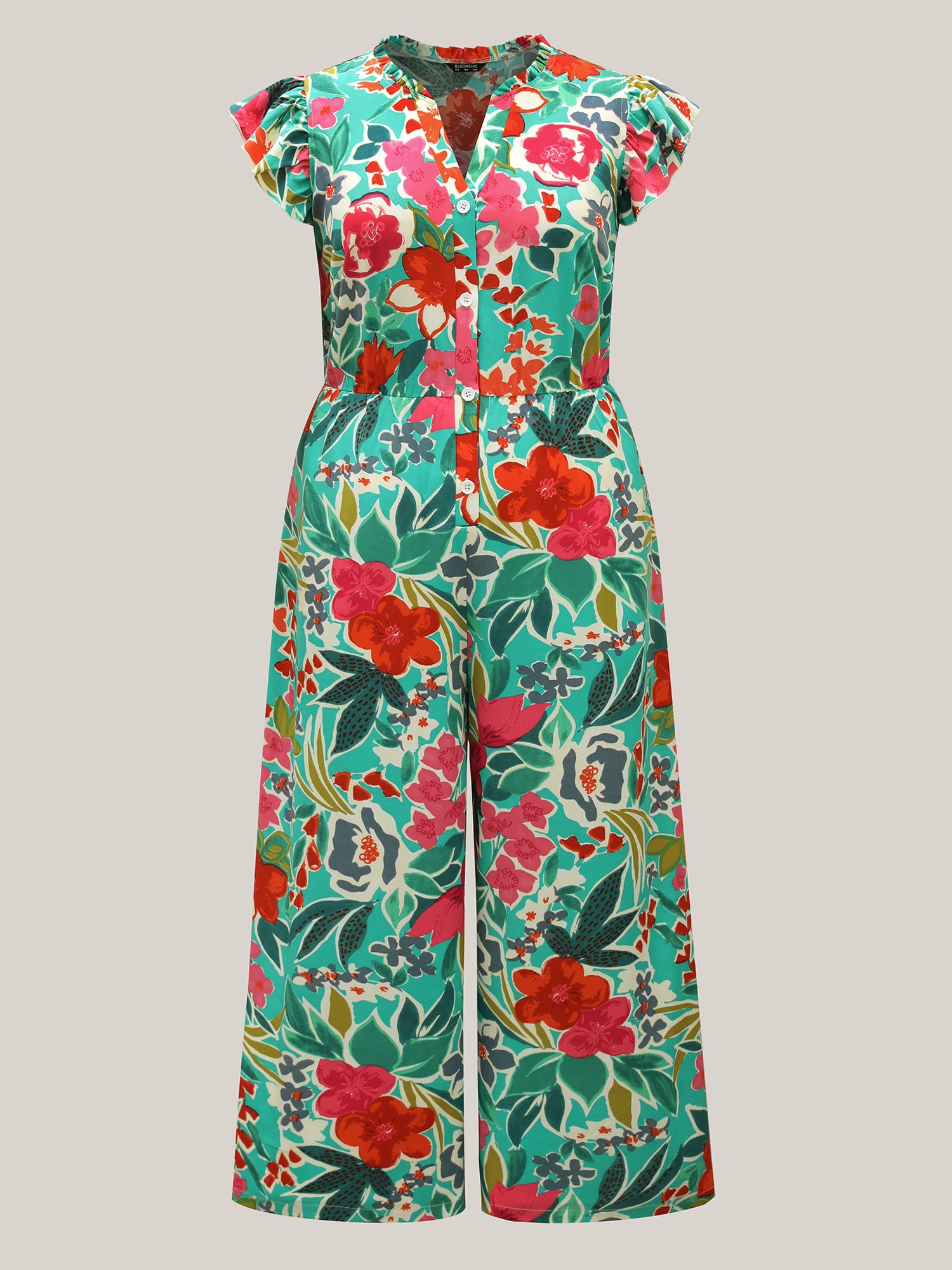 Sunkissed Floral Print Button Wide-Leg Jumpsuit