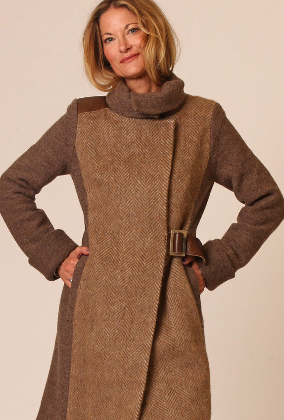 HONEY ALPACA COWL NECK COAT