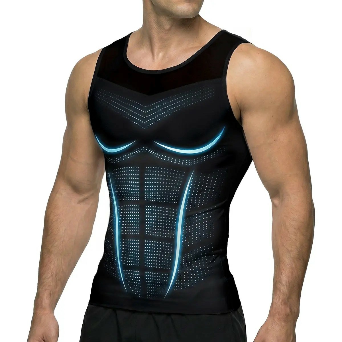 Men Compression Shapewear Tank Top Seamless Undershirts Bionic Targeted Tummy Control Eliminate Gynecomastia X-Shape Back Stretch Posture Correction Breathable Mesh Fabric Basic Menswear for Special Events Business Dating Sports Gym, Holiday Gift