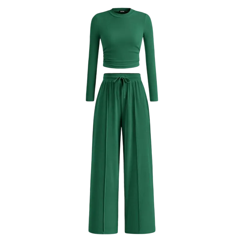 Women's 2-Piece Set – Top & Wide-Leg Pants