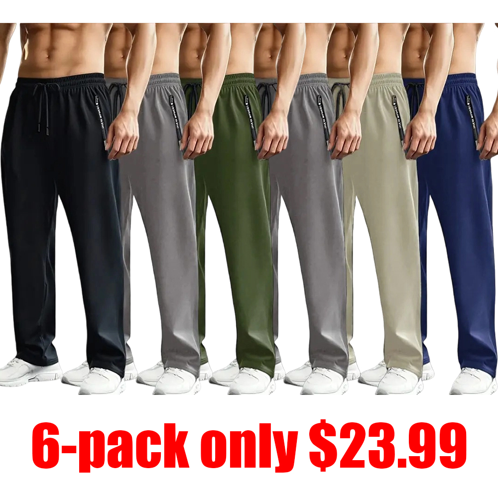 6-Piece Ice Silk Sport Pants – High Elastic, Quick Dry, & Breathable for Summer Indoor/Outdoor Fitness