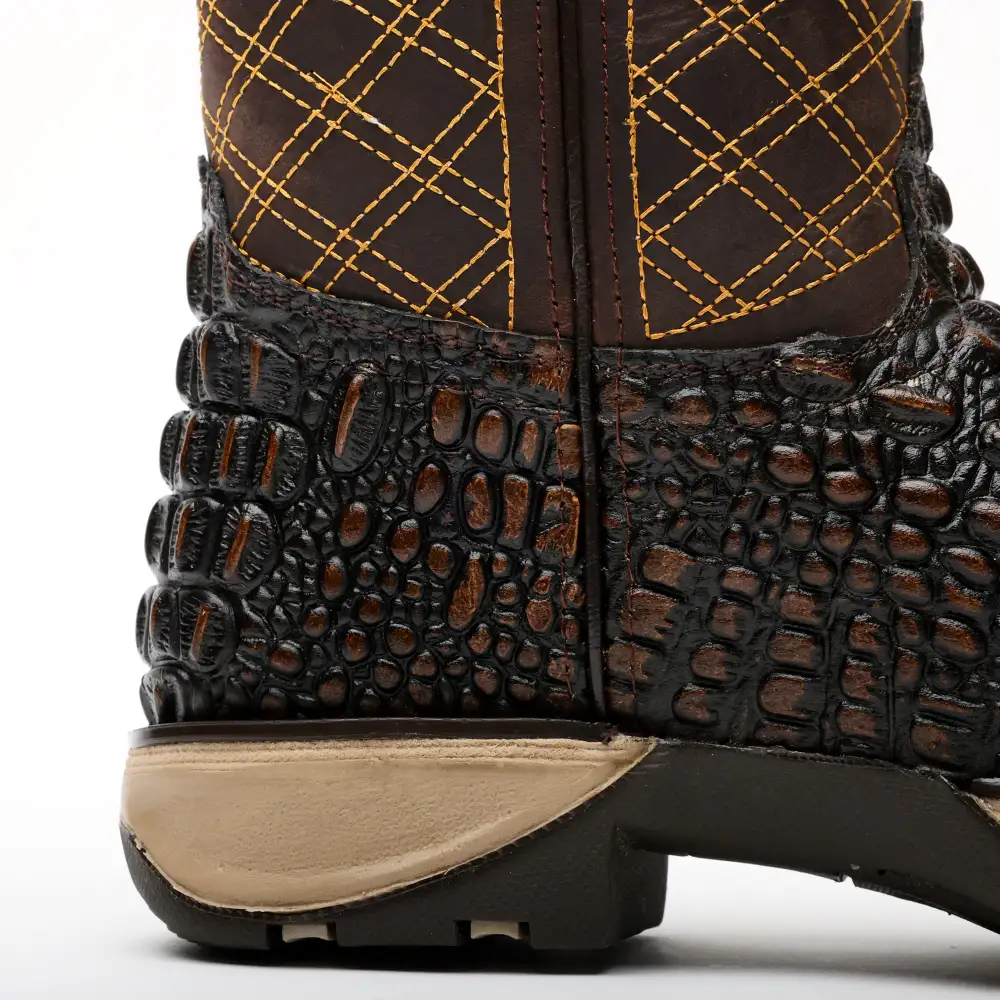 Rustic Brown Caiman Hornback Leather Boots With 3D Lightweight Sole - Composite Toe