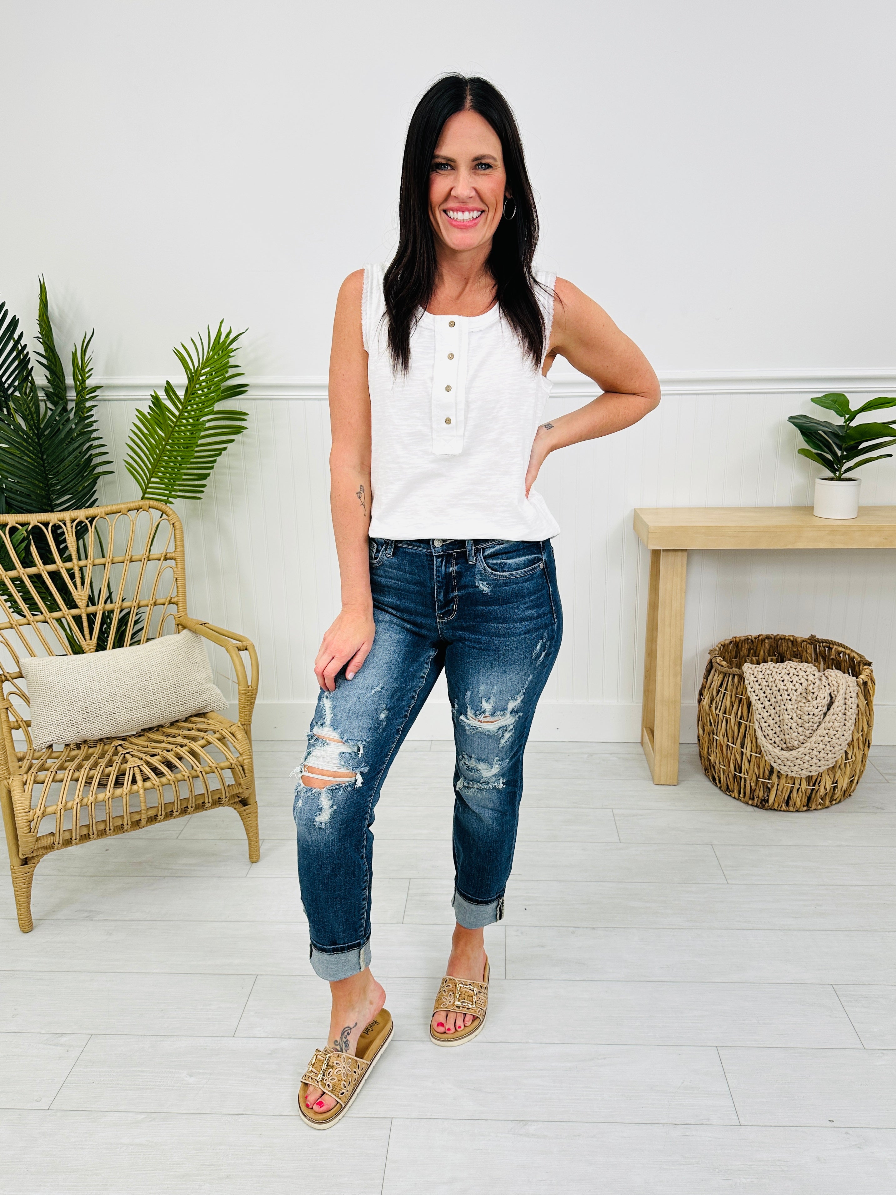 Judy Blue Plus/Reg Now Or Never Cropped Boyfriend Jeans