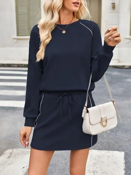 Autumn 2-Piece Short Dress Set Long Sleeve Top & Tennis Skirt