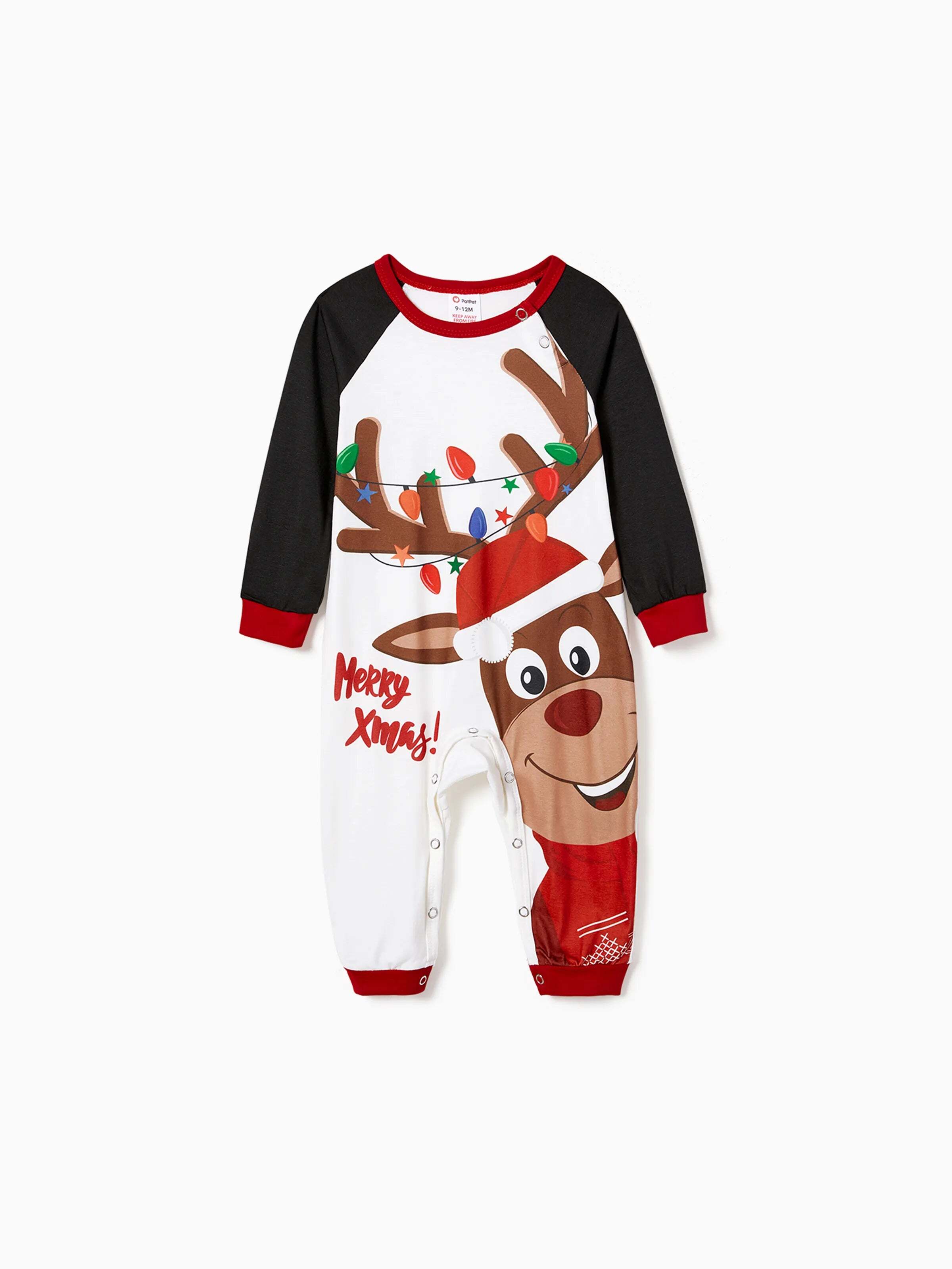 Christmas Reindeer Print Family Matching Pajamas Sets with Christmas Socks Black