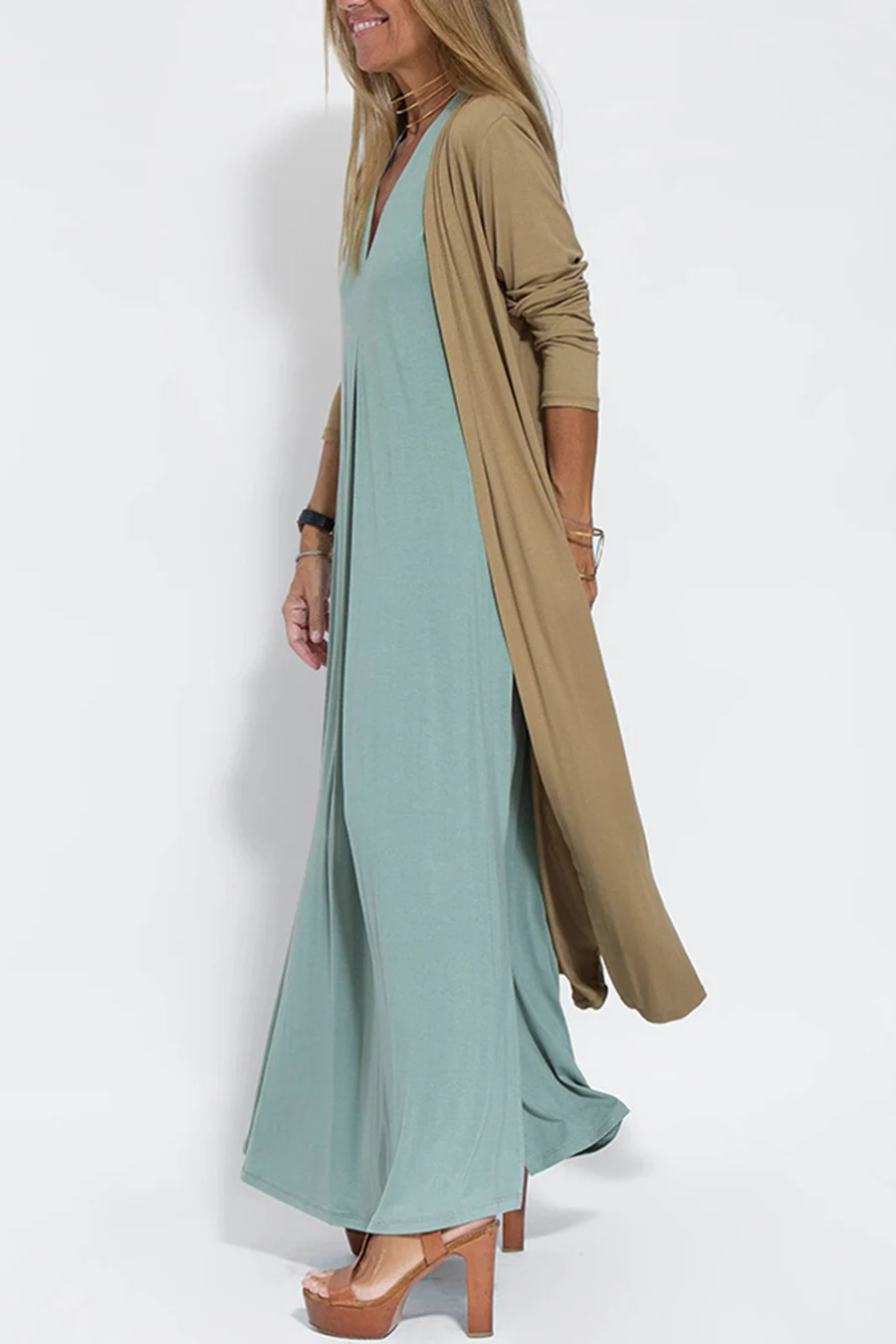 Solid Color Sleeveless Maxi Dress