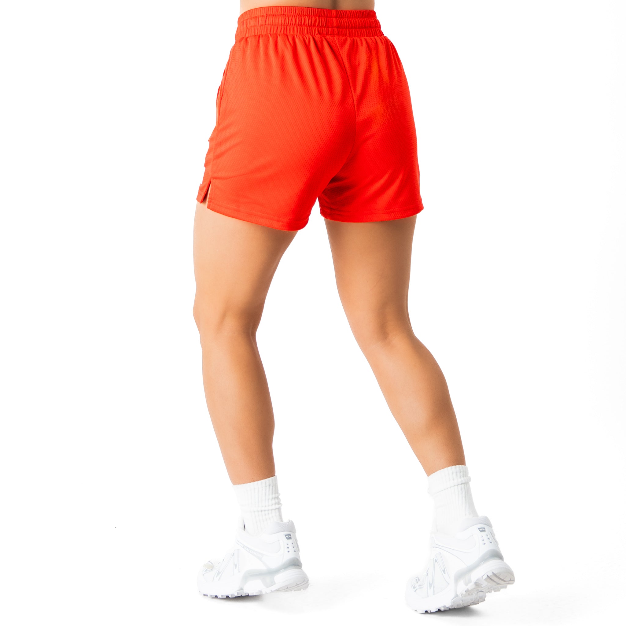 MUAY THAI FLAME SHORTS (MID THIGH CUT) - RED / WHITE