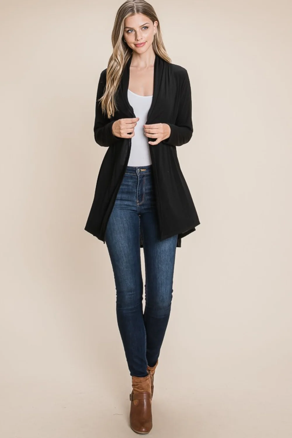 Open Front Long Sleeve Cardigan