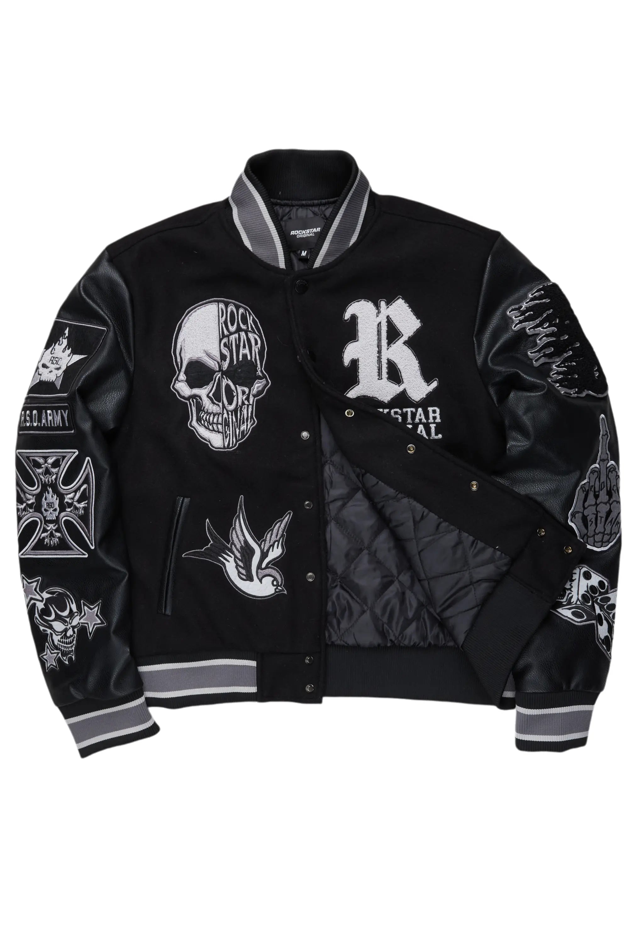 Nikkeda Black Oversized Varsity Jacket