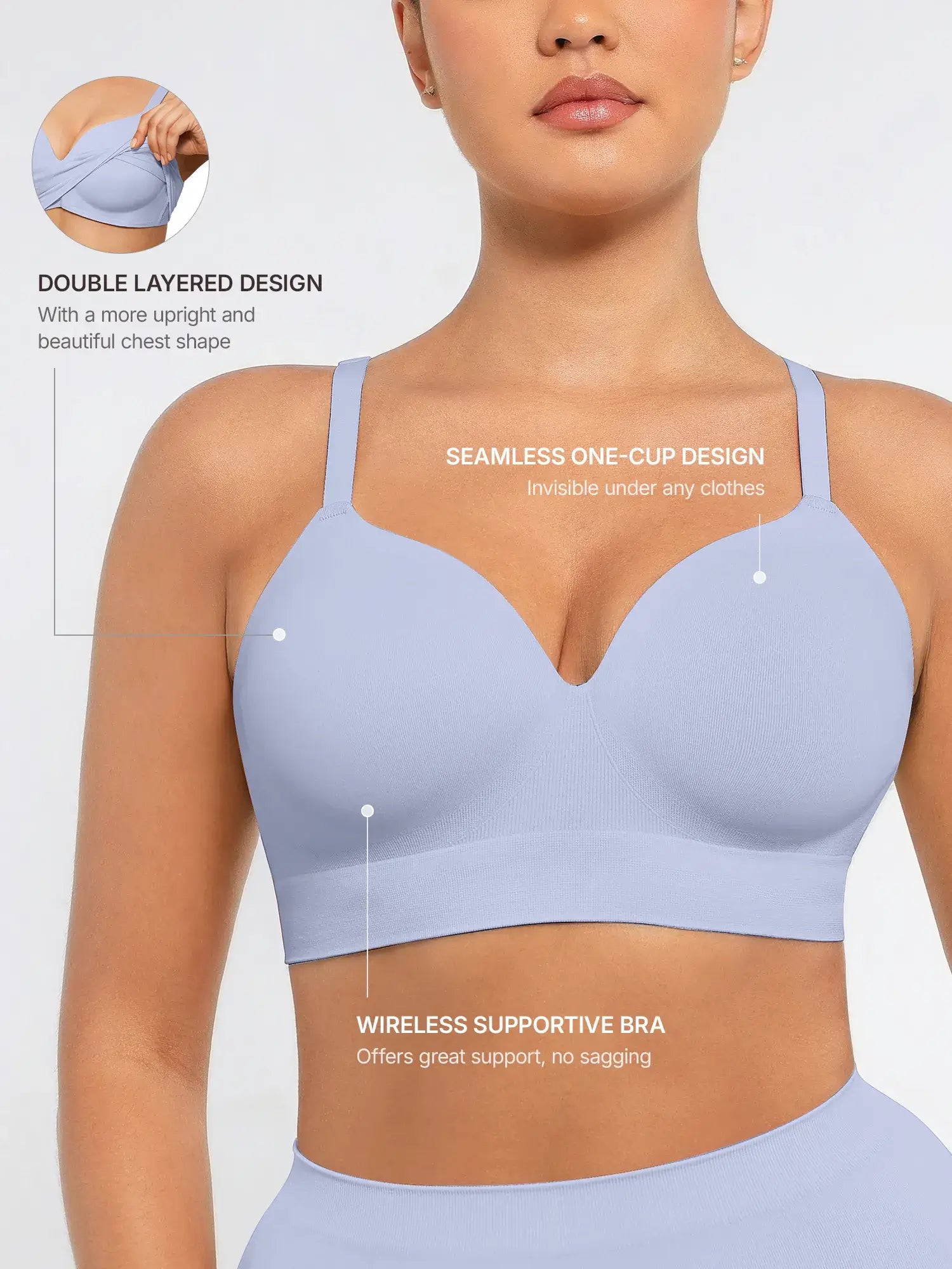 Feelingirl Wireless Push-Up Seamless Comfort Full Coverage Bra