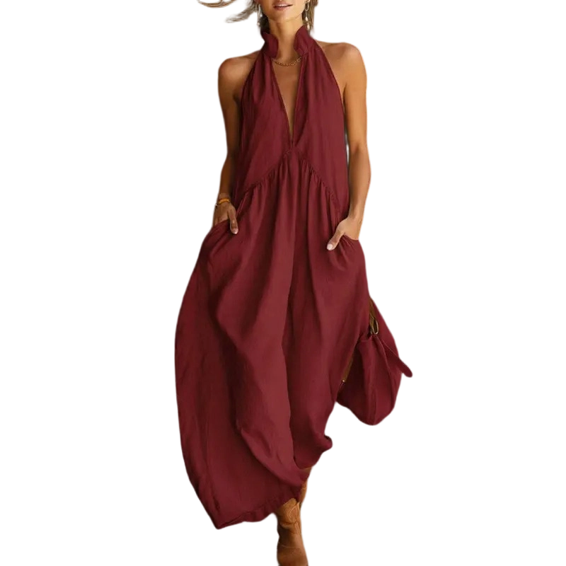 2026 Minimalist Halter Neck Maxi Dress