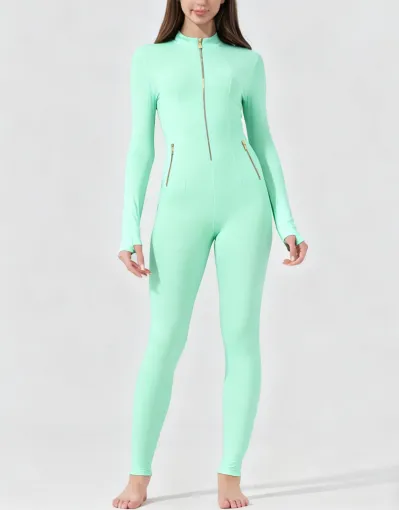 Women All-Season Zip Sports Yoga Jumpsuit
