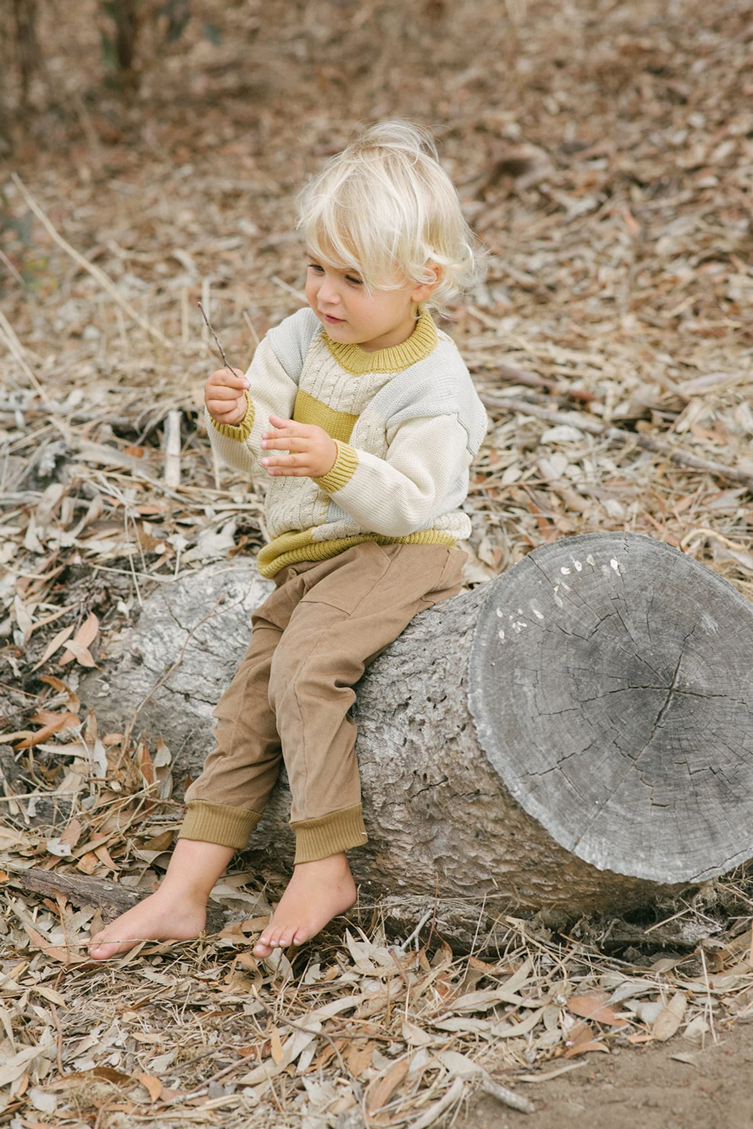 Patchwork Sweater Sky Gray/Fall Leaf