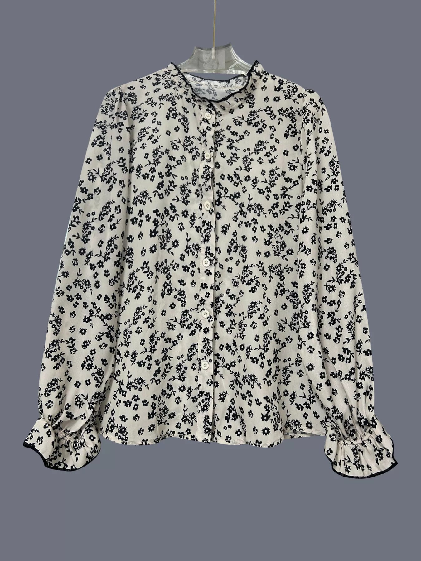 Floral Print Long Sleeve Button-Down Shirt