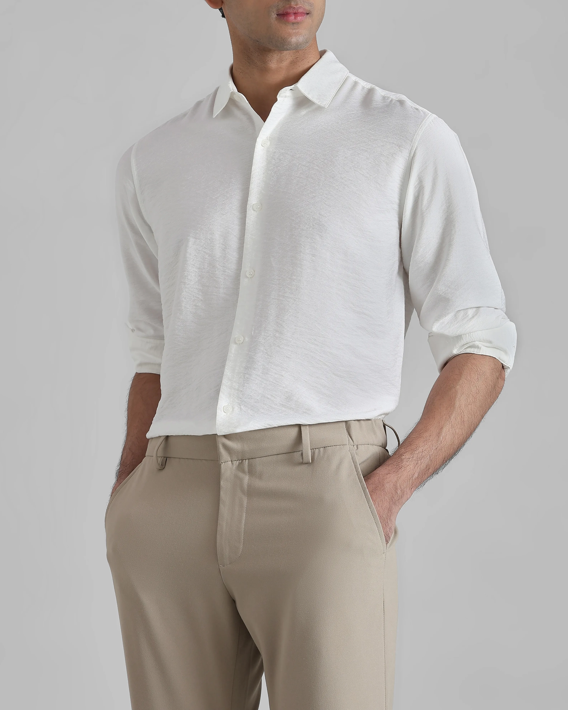 Leisure Simple Comfortable Slim-Fit Breathable White Shirt