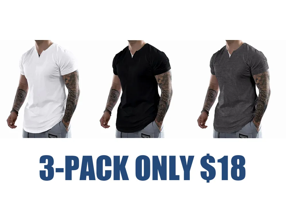 Men's Slim Fit V-Neck Muscle Tee - 2025 Spring Athletic Fashion