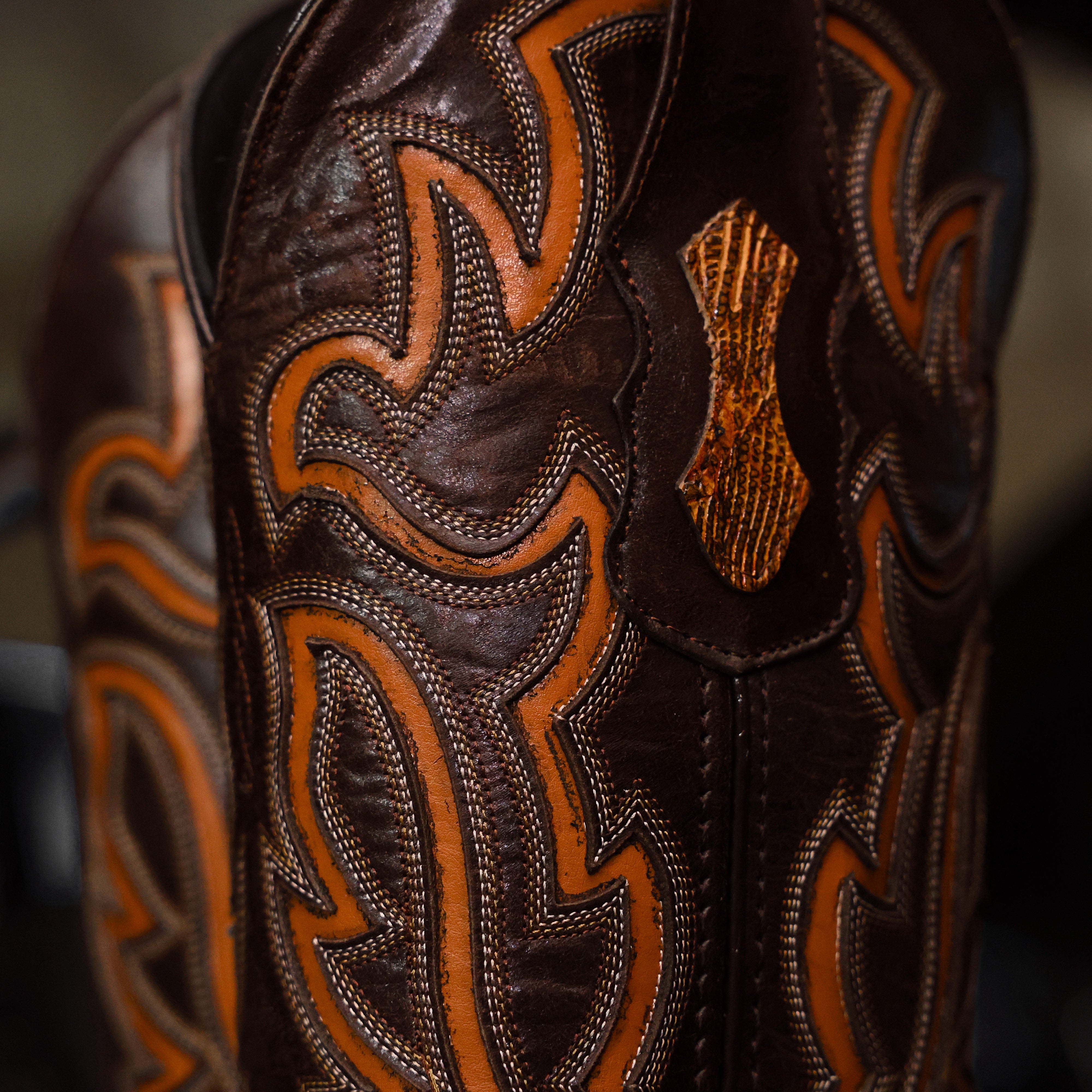 Honey Lizard Leather Boots - Square Toe