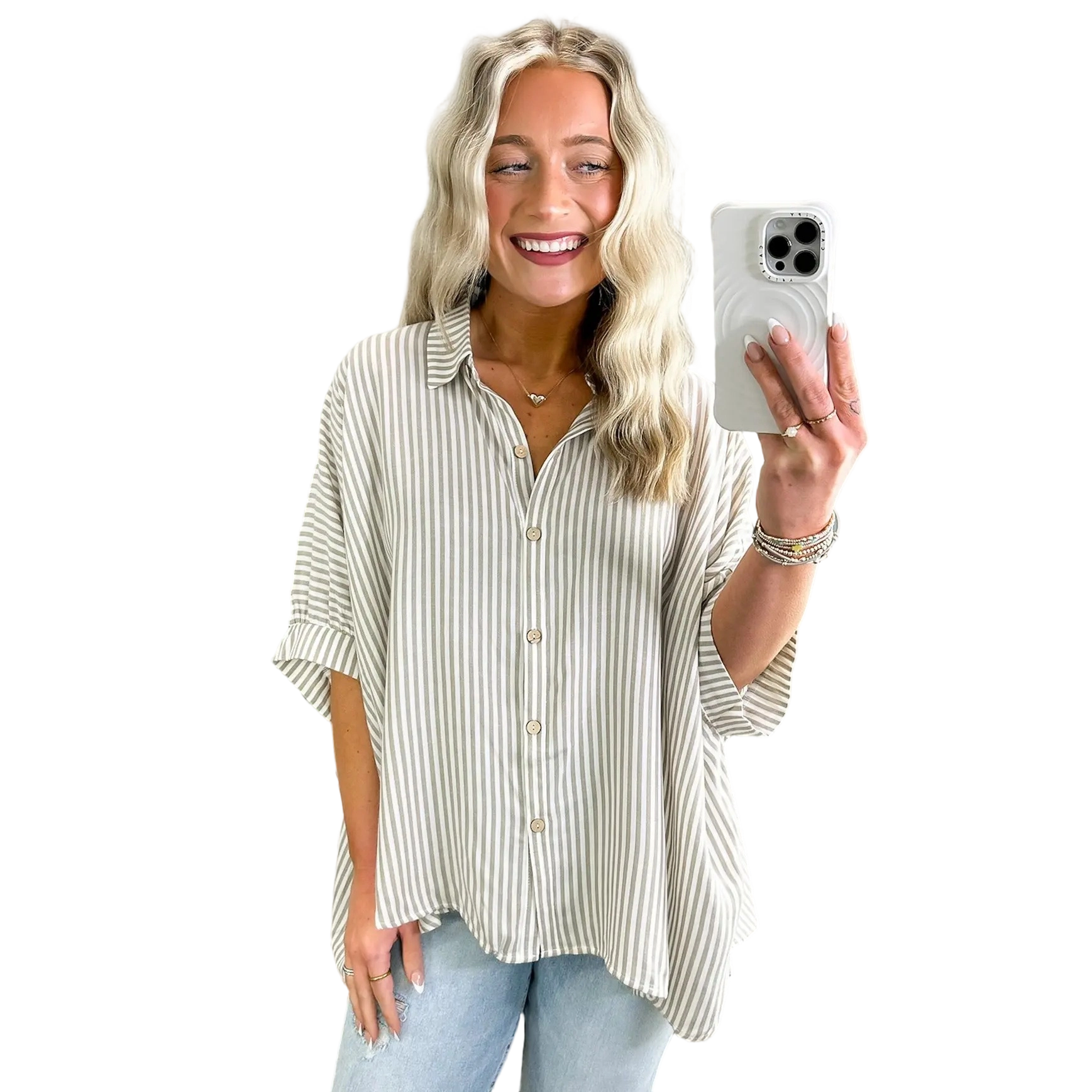 Classic Striped Relaxed-Fit Button-Down Shirt